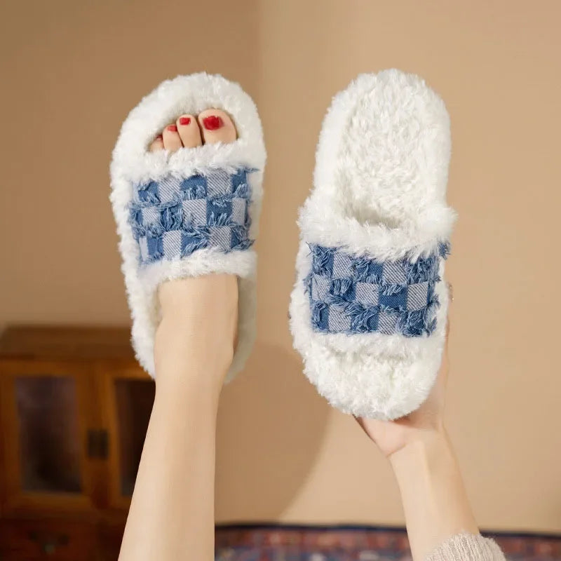 Cross Border Thick Soled Household Cotton Slippers Plush Slippers Women Shoes