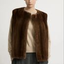 Ladies real mink fur vest for winter warmth