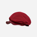 Knitted Splicing Leather Brim Berets Cap for Women Spring Autumn Casual Hats