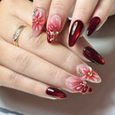 Gradient Purple Finger Nails Short Almond Wearable Press on Nails Tips with Gilded French Stick on Nail