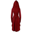 Women Hooded Robe Lace Up Pullover Long Hoodie Dress