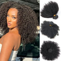 Kinky Curly Human Hair Bundles, 1/3/4 Bundle Deal, Natural Black Curly Hair Weave Extensions