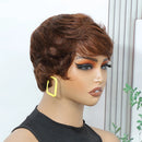 Short Wigs for Women Pixie Cut Human Hair Wigs Short Layered Pixie Wig With Bangs Glueless Made Chocolate Brown