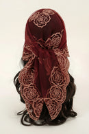 Embroidery Floral Headband Net Breathable Through Headscarf