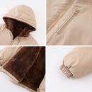 Kids Double-faced Fleece Hooded Jackets Autumn Winter Thick Warm Down Cotton Coat for Boys Girls 3-8 Years