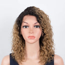 Ombre Gold Short Bob Lace Front Wig Glueless Human Hair T Part Wig Curly Pre Plucked Hairline With Baby Hair