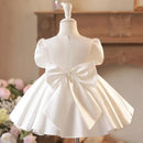 Princess Ball Gown Bow Bead Puff Sleeve Design Birthday Baptism Party Easter Dresses For Girls