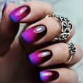 24pcs/set short Medium quare Glossy flowers geometric design press on false nails