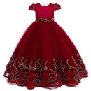 Girls Dress Embroidered Lace Long Princess Dress Carnival High end Wedding Dress Ball Evening Dress 4-12 Years Old