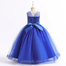 Easter Carnival Girls Flower Sequins Sleeveless Embroidery Dress Teenager Children's Embroidered Bow Tulle Long Dresses