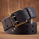 Genuine Leather Army Tactical Belt Double-needle Buckle Men's Belt Washed Water Made Macho Jeans Belt