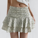 Women Tiered Ruffle Skirt - High-Low Hem Flowy Layered Mini Skirt Spring Summer