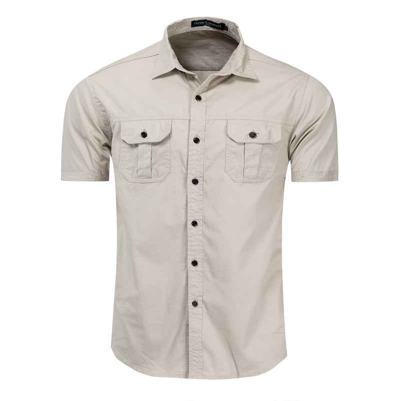 Men Tactical Shirts Summer Solid Casual Cotton Short Sleeves Men Military Outdoor Mountaineering Short Sleeve Shirts