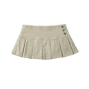Retro Pleated Mini Skirt Women Summer Skirts