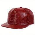 Adjustable Baseball Cap Leather Hat Sun Hat Flat Brim Snapback Hat