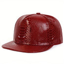 Adjustable Baseball Cap Leather Hat Sun Hat Flat Brim Snapback Hat