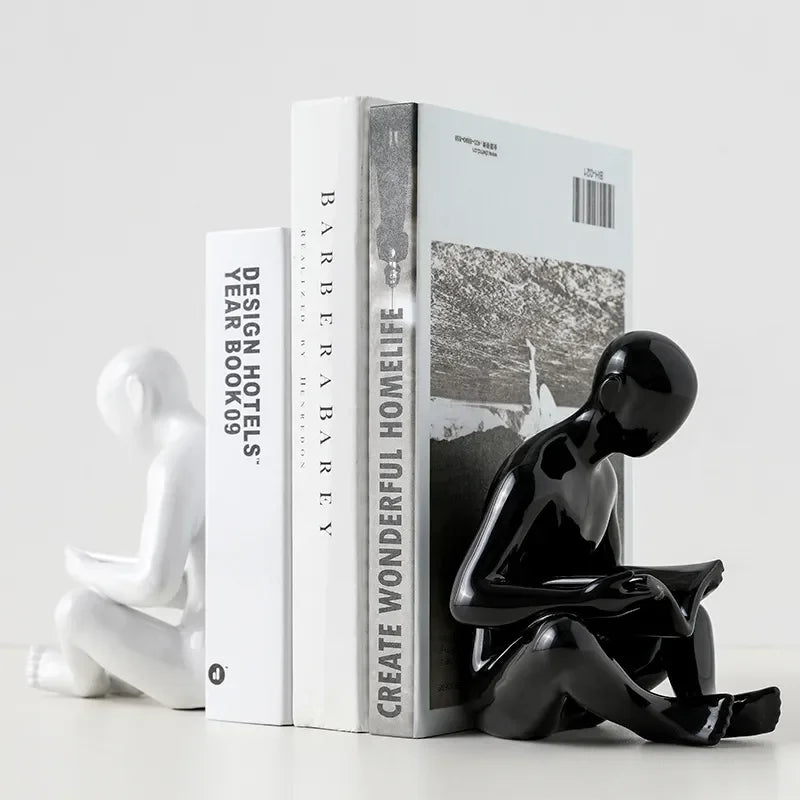 Nordic Creative Reading Statues Desktop Decor Art Bookends Ceramic Book Holder Study Office Home Decoration Book Stand