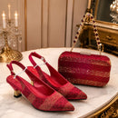 Matching Shoes and Bag for Women for Weddings Woman Heeled Shoes for Women Rhinestone Pumps