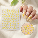Embossed Lemon Nail Art Summer Fruit Designs Nail Decals Long Lasting DIY Manicure Nails Decor