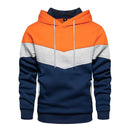 Mens Clothing Stylish Color Block Hooded Sweatshirt Jackets Coats Long Sleeve Fleece Lined Warm Pullover Tops Streetwear
