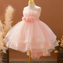 Spring and Summer Girls Decal Sequin Sleeveless Mesh Trailing Princess Dress Wedding Flower Girl Dress