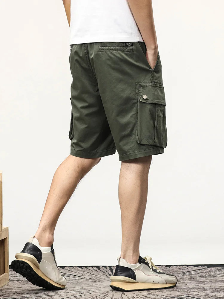 Summer Cargo Shorts Men Solid Military Stretch Casual Shorts Male Straight Loose Work Short Pants