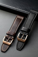 Handmade Bronze Buckle Strap Head Leather Suitable for Pilot's Pure Copper Watchband