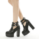 Gothic Buckle Strap Ankle Boots Women Platform Motorcycle Boots