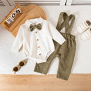 0-18M Baby Boys Formal Gentleman Outfits Rompers Suspender Pants Set