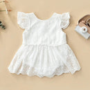 Baby Princess Romper Dress Clothes Summer Flying Sleeve Flower Lace Sweet Style Crew Neck Toddler Little Girls Lovely Clothing