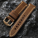 Handmade Head Strap with Bronze Buckle Men Style Brushed Leather Bracelet