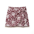 Women With Beading Tassel Back Zipper A-Line Mini Skirt Female Chic Lady Skirts