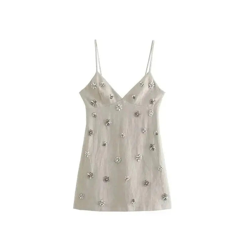 Women Chic Mini Dress Thin Straps Summer Female Dresses