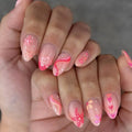 Press on False Nails with Flower starfish heart Design Fake Nail Reusable Round Full Cover Nails Tips