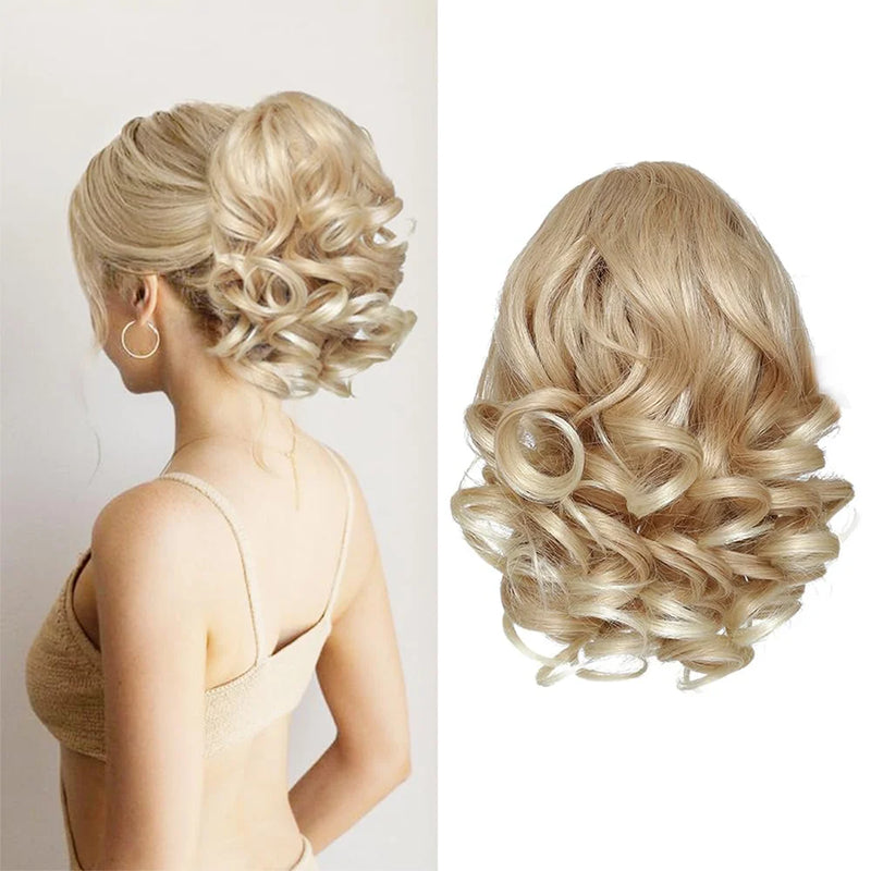 Short Curly Drawstring Ponytail Extensions Clip In Hair Extensions Elegant For Daily Use