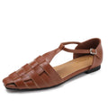 Women's Sandals Summer Casual Roman Flat Sandals Cover Toe T-strap Weave Boho Shoes