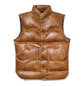 Winter Leather Down Vest Men Casual Genuine Natural Stand Collar Single Breasted Vest