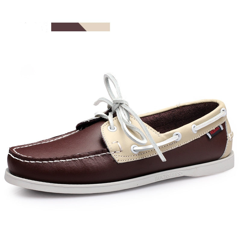 Men Casual Shoes Fashion Leather Docksides Boat Shoes British Style Lace Up Men Loafers Men Breathable Handmade