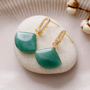 Natural Stones Sector Pendant Zircon Stud Earring Healing Crystal Woman Dangle Earrings Luxury Jewelry