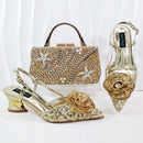 Gold Color Party for Women Shoes and Bag Mixed Package Sequins Handbag Italian Design Wedding