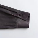 Autumn Women's Silky Texture Dark Brown Shirt Fly Single Breasted Long Sleeve Office Lady Blouses