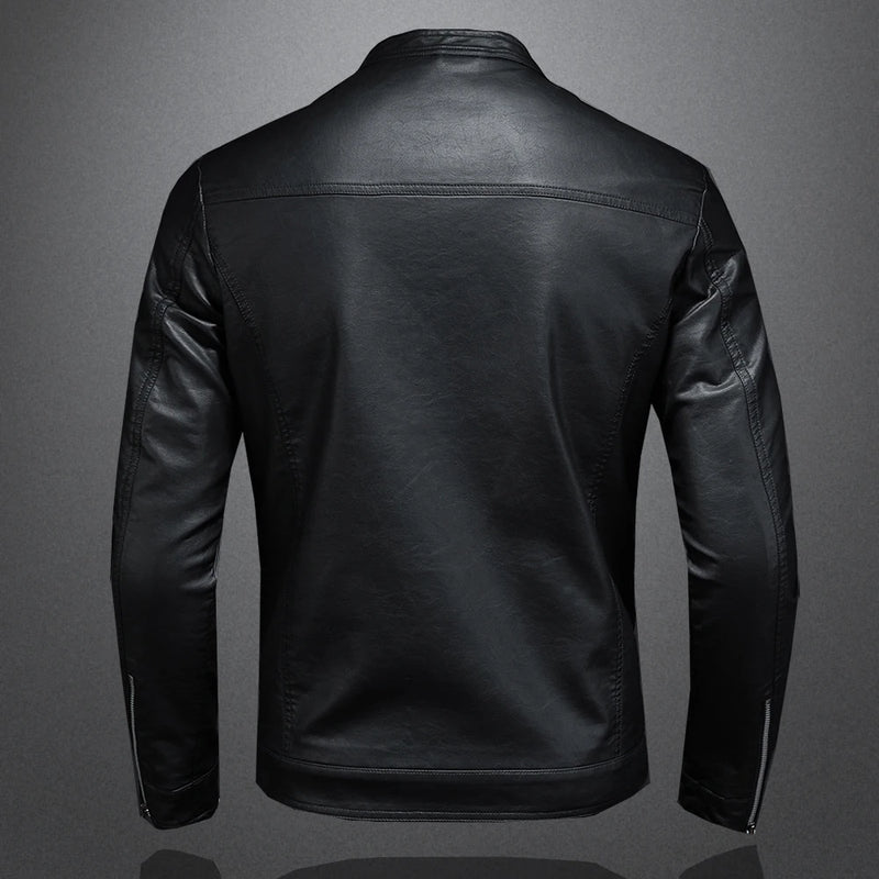 Motorcycle Leather Jackets Mens Business Casual Biker Leather Jacket