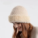 Winter Beanies for Women Soft Fur Bucket Hat Girl Plush Thicken Coldproof Ear Protection Cap Knitted Wool Warm Burr Hats