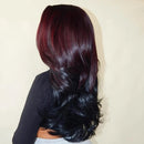 Ombre Burgundy and Black Transparent Frontal Human Hair Wigs Body Wave Pre Plucked Lace Closure Wig