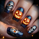 Halloween Square Press on Nails Skull Pumpkin Nails Skull Pumpkin Press on Nails Halloween Detachable