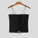 Tops Men Tight Fitting Drawstring Design Vests Casual Clubwear Male Sleeveless Tank Tops