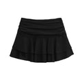 Women Tiered Ruffle Skirt - High-Low Hem Flowy Layered Mini Skirt Spring Summer