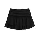 Women Tiered Ruffle Skirt - High-Low Hem Flowy Layered Mini Skirt Spring Summer