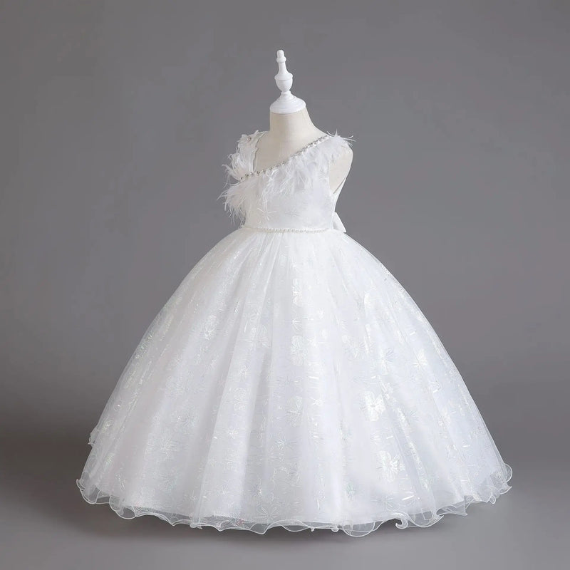 Lace Girls Princess Party Long Dress Kids Wedding Birthday Formal Evening Prom Dresses Children Carnival