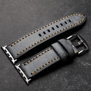 Handmade Head Layer Leather Strap For Apple Watch iWatch Grey and Black Thickened Men's